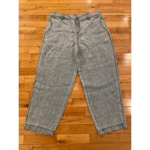 Poetry Linen Cropped Wide Leg Pants Womens UK 14 US‎ 10 Blue Casual